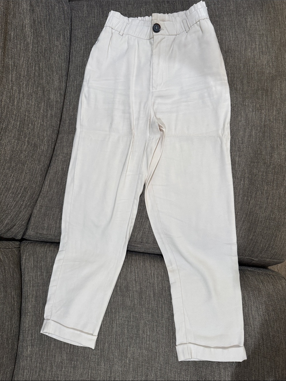 Zara Cream High-Waist Tapered Pants